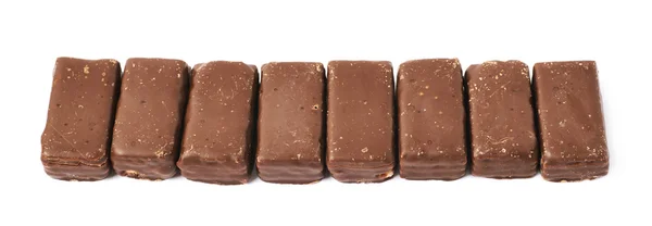 Lijn van chocolade wafel snoepjes — Stockfoto