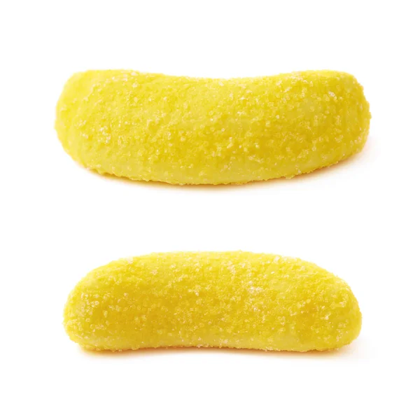 Banana shaped chewing candy isolated — Stock Photo, Image