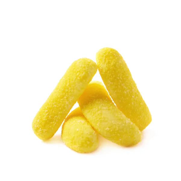 Banana shaped chewing candy isolated — Stock Photo, Image