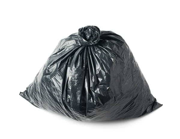 Closed black garbage bag isolated — Stock Photo, Image