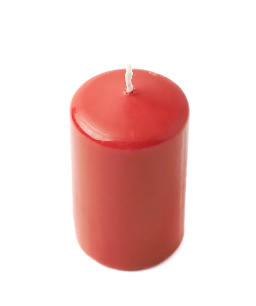 Unused red wax candle isolated Royalty Free Stock Images