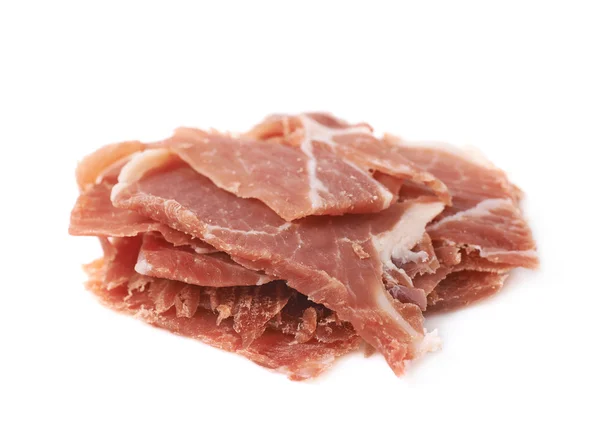 Hög med jamon skivor isolerade — Stockfoto