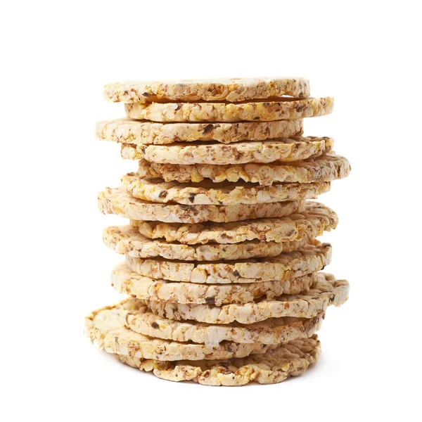 Pile of diet rice crackers isolated — Stock Photo, Image