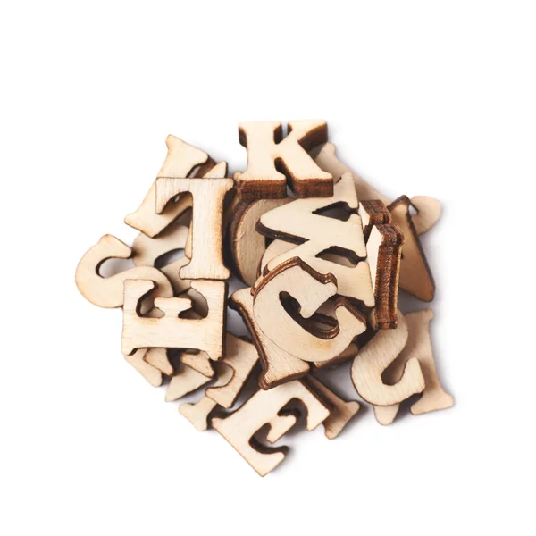 Pile de lettres en bois isolées — Photo