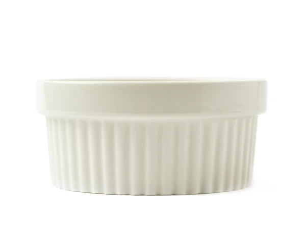 Porcelain souffle ramekin dish isolated — Stock Photo, Image