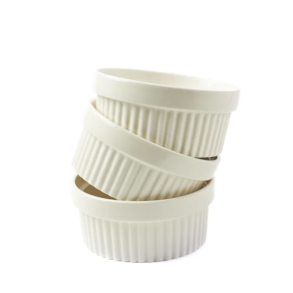 Porcelain souffle ramekin dish isolated — Stock Photo, Image