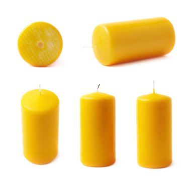 İzole tek sarı wax mum