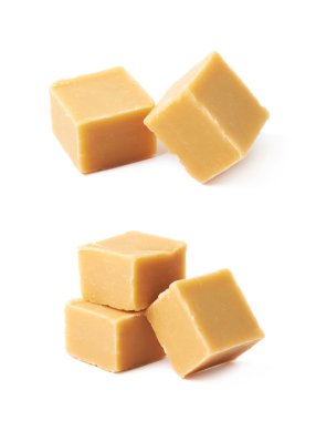 Badem ezmesi şekerleme küp izole