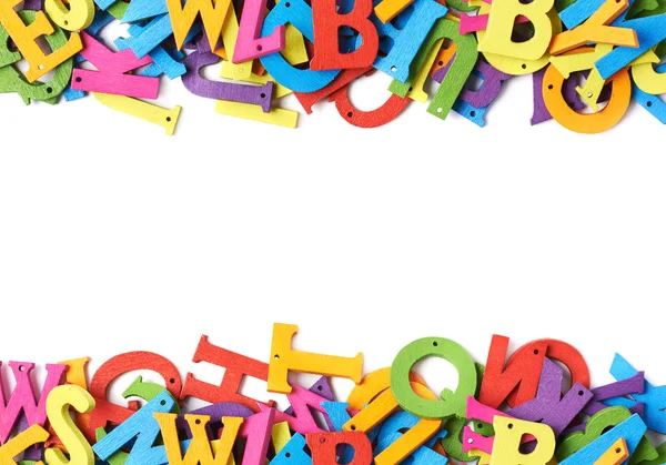 Kolorowe drewniane litery jako granice — Zdjęcie stockowe