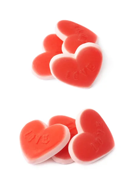 Heart shaped chewing candy isolated — Stock Photo, Image