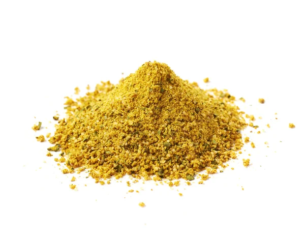 Pile of yellow curry seasoning isolated — Stock Photo, Image