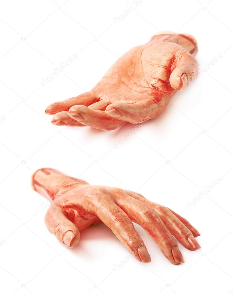 Fake severed hand isolated