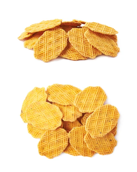 Stapel van kaas cookies geïsoleerd — Stockfoto