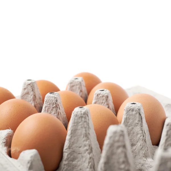 Gevulde ei karton pakket geïsoleerd — Stockfoto