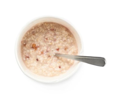 Kağıt bardak yulaf lapası izole