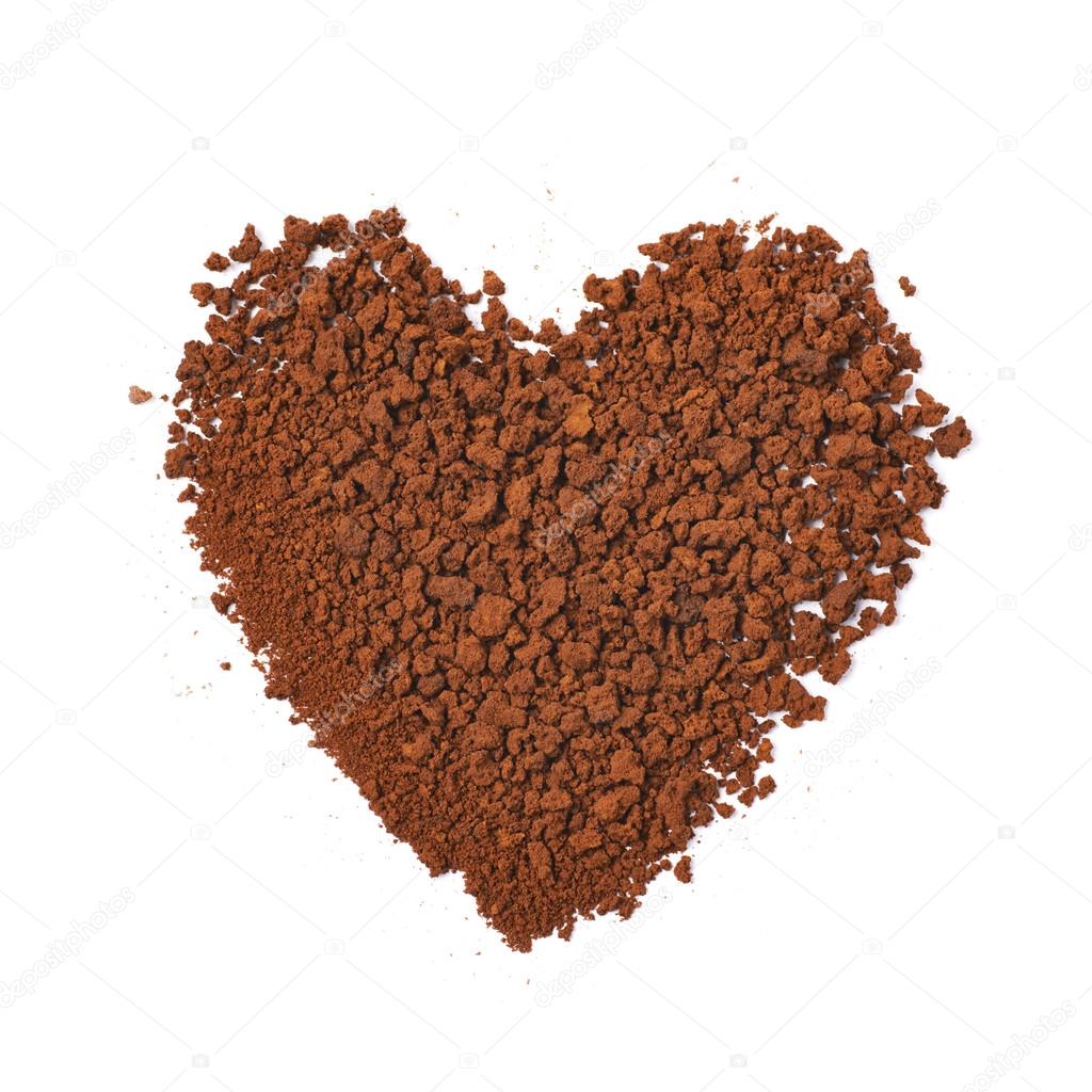 Heart made of instant coffee