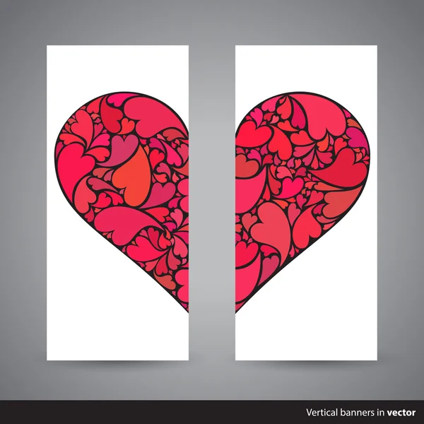 Dois banners de Valentim verticais, lado traseiro e frontal — Vetor de Stock