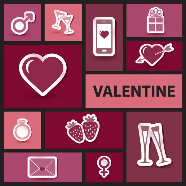 Collage de San Valentín en estilo retro — Vector de stock