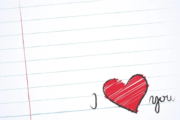 Note d'amour dans un cahier d'exercices — Image vectorielle