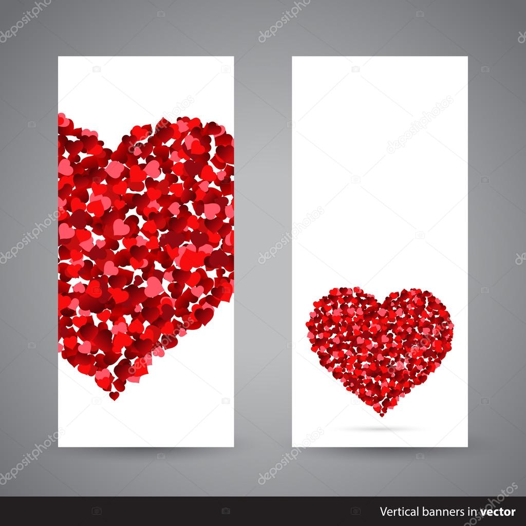 Two vertical Valentine banners, back and front side