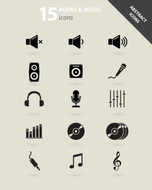 Collection of audio and music icons clipart