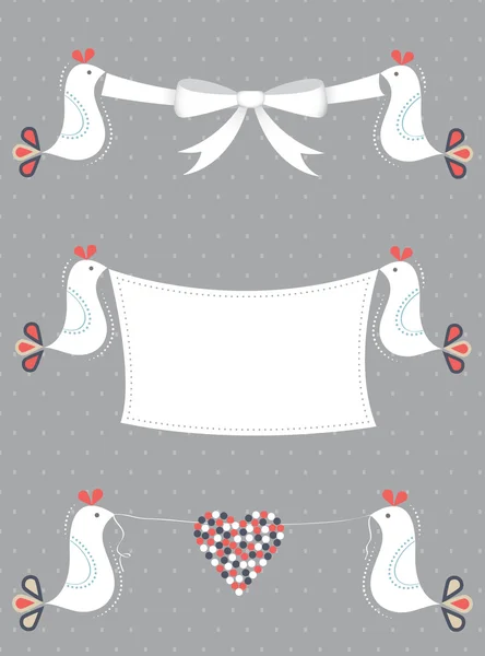 Colection de motifs d'amour avec des colombes — Image vectorielle
