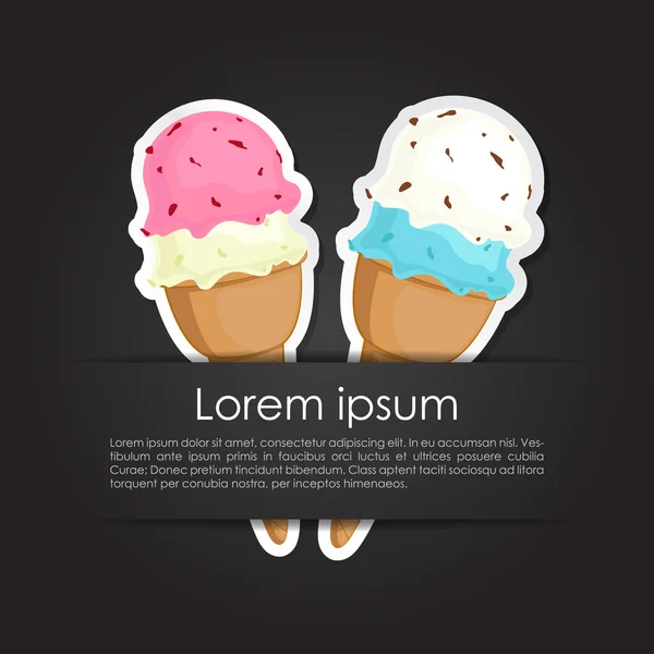 Tarjeta simple con un par de helados — Vector de stock