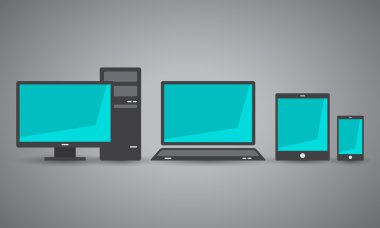 Farklı boyutlarda çeşitli ekranlar topluluğu