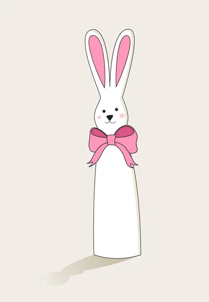 Simple personaje de conejito de Pascua con un arco — Vector de stock