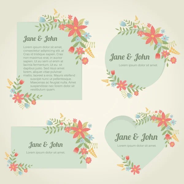 Collection of romantic vintage banners — Stock Vector