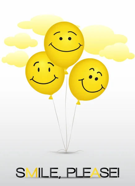 Smiley balloons card — Stock Vector