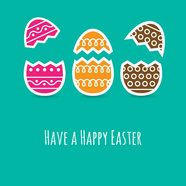 Απλή Πάσχα ευχετήριες κάρτα με ραγισμένα αυγά επίπεδη σχεδίαση — Διανυσματικό Αρχείο