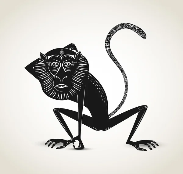 Macaco com ornamentos, um signo do zodíaco chinês Vetores De Stock Royalty-Free