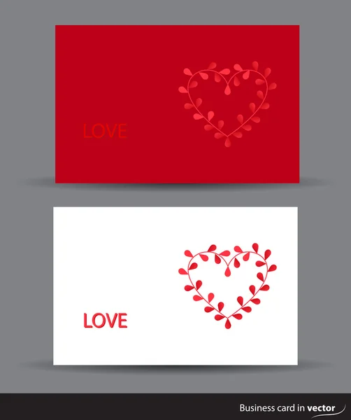 Tarjetas de San Valentín con corazón de hojas — Vector de stock