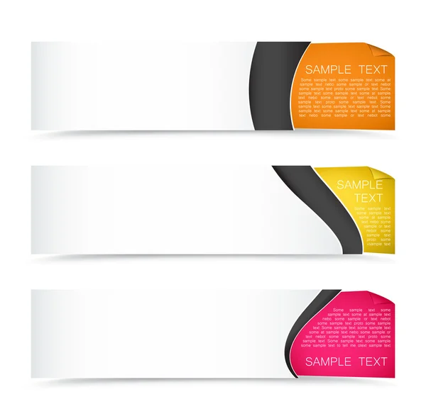 Coleção de banners horizontais coloridos com canto ondulado — Vetor de Stock