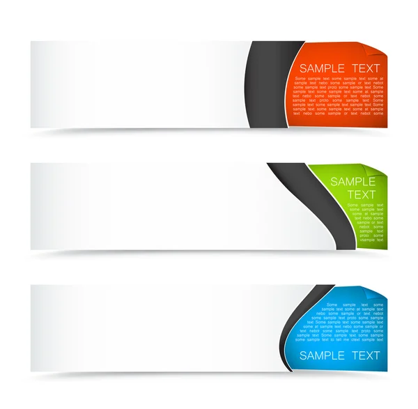 Kollektion bunter horizontaler Banner mit gewellter Ecke — Stockvektor