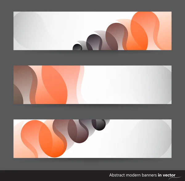Abstracte horizontale banners met zwart en oranje motieven — Stockvector