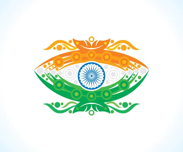 Umělecká Kreativní Indická Vlajka Oko Vektorové Ilustrace — Stockový vektor