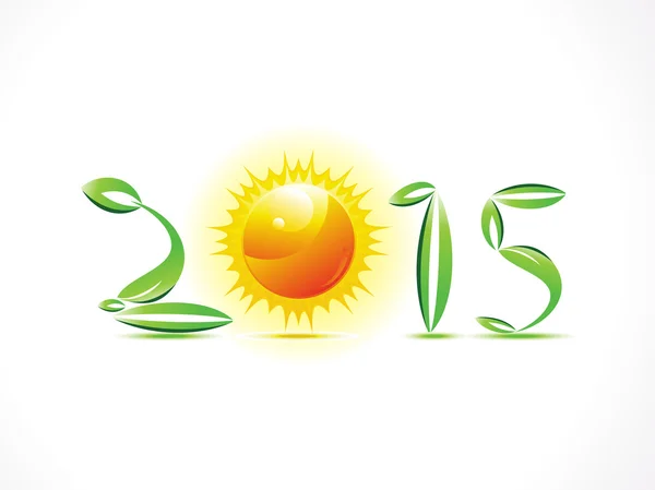 Abstract eco green new year text with sun — Stock Vector