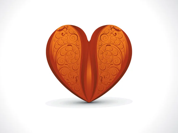Abstrato artístico detalhado madeira floral coração fundo — Vetor de Stock