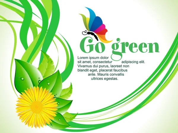 Abstract artistic go green wave background — Stock Vector