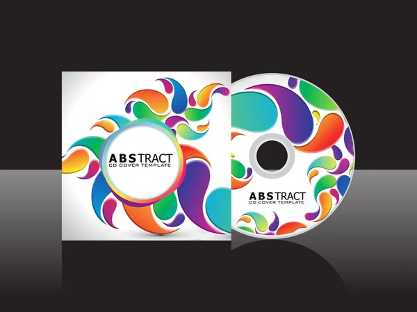 Abstract artistic rainbow floral cd cover template — Stock Vector