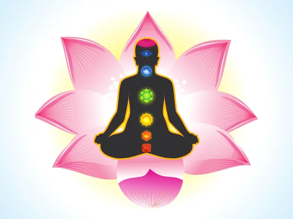 Abstrakter Yogi mit Lotus-Hintergrund — Stockvektor