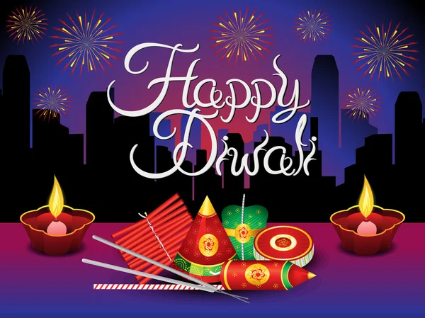 Artistico dettagliato sfondo diwali con cracker — Vettoriale Stock