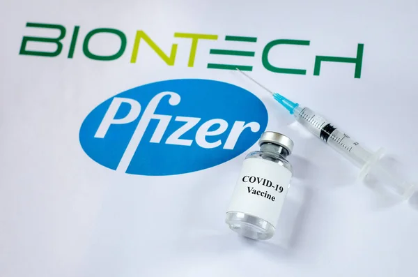 Київ Україна Листопада 2020 Pfizer Biontech Covid Invicine Concept — стокове фото