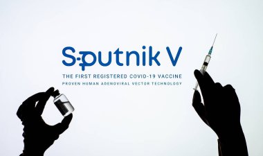 Kyiv, Ukrayna - 03 Aralık 2020: Sputnik V 