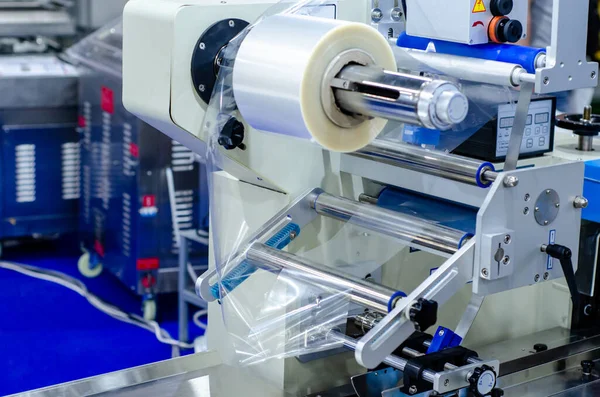 Máquina Automática Embalaje Para Producción Envases Partir Rollo Película Embalaje — Foto de Stock