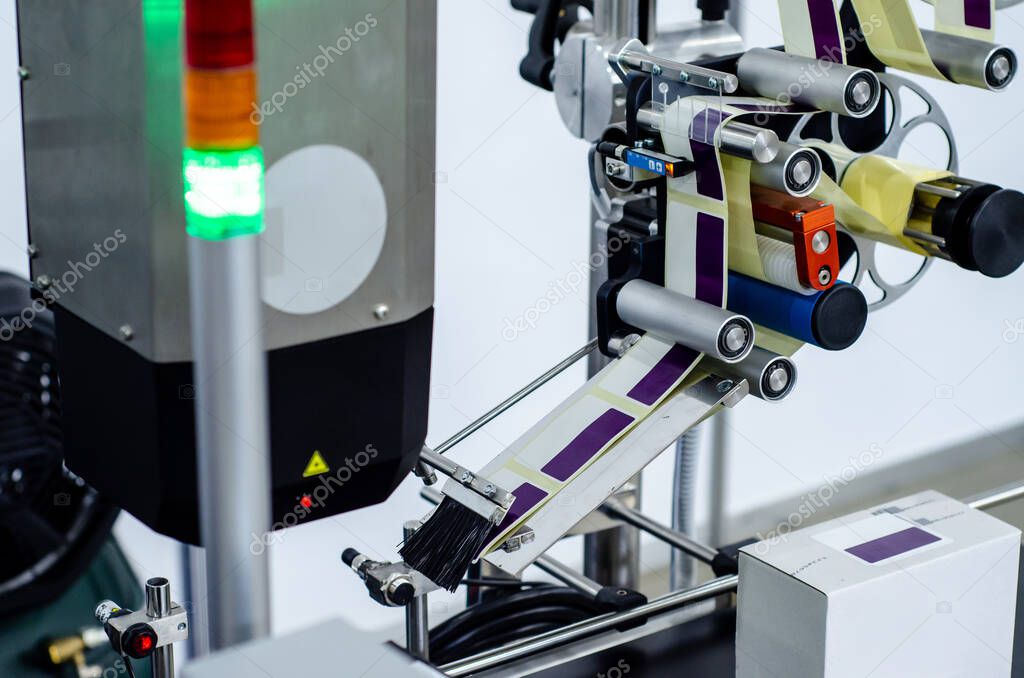 Close-up of  Automatic Sticker Labelling Machine