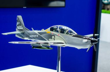 Kyiv, Ukrayna - 16 Haziran 2021: Embraer super tucano modeli