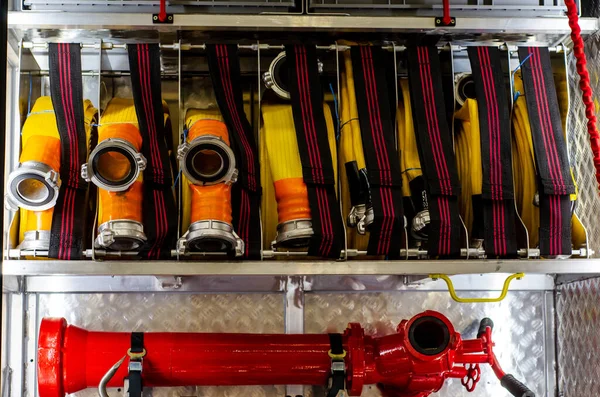 Equipamento Caminhão Bombeiros Mangueira Caminhão Bombeiros — Fotografia de Stock